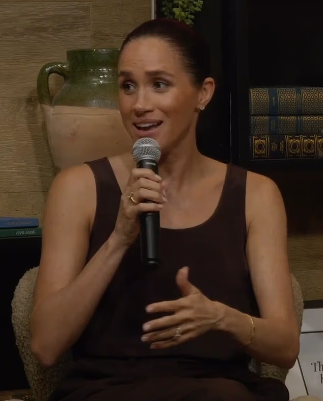 Meghan Markle made rare comments about her home life with Prince Harry and their children during a speaking engagement near her Montecito, California, mansion on Thursday.