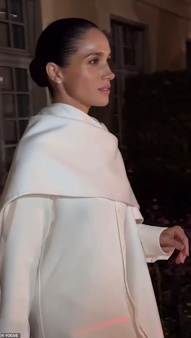 Regal catwalk: It appears Meghan had her own model moment as she strutted in front of numerous cameras while exiting the star-studded show Balenciaga show in Paris this weekend