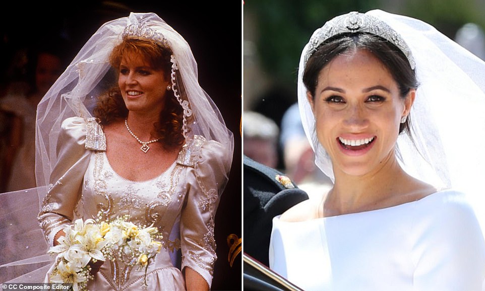 From the loss of the HRH title to 'reality TV' shows, Meghan Markle 's transformation from commoner to Duchess seems to have followed a similar blueprint to Sarah Ferguson. Indeed, while Fergie, dubbed the 'Duchess of Excess' and Meghan, nicknamed 'Duchess Difficult', entered the Royal Family during vastly different eras, several parallels can be noted in both their public endeavours and appearances. Sarah Ferguson was first embraced into the Firm aged just 26, marrying Prince Andrew at Westminster Abbey in July 1986. However, while the Duchess of York came from a background of wealth and aristocratic connections, Meghan was born across the pond and, prior to meeting her Prince, had been working as a leading actress in popular TV show Suits.