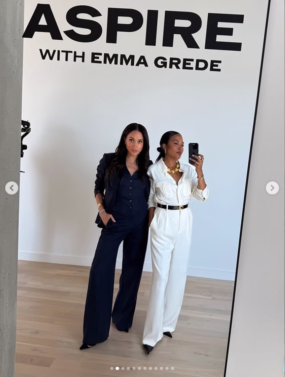 He added: 'The timing is significant and there's growing speculation that Meghan is preparing to launch a fashion line, and Emma Grede, who has built billion-dollar brands like Skims and Good American, is exactly the kind of collaborator who could help her do that successfully. When you look at the imagery and social media content surrounding the event, it's clearly not just a casual dinner. The visuals are polished, professional, and designed to frame Meghan and Emma as equals within the same creative space. That kind of staging doesn't happen by accident, it's a soft-launch strategy we often see in PR when something bigger is on the horizon.'