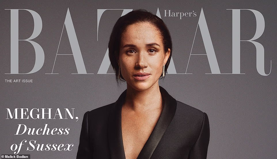 They later met again in New York at the home of one of Meghan's unnamed friends. 'When I enter, the house manager announces, "Meghan, Duchess of Sussex", even though we appear to be the only other two people in the house,' Ms Greenidge reveals with clear bemusement. Meghan's interview also contains quotes effusively praising her from friends, including Serena Williams, who tells the magazine: 'She¿s just so smart'. The Duchess of Sussex is the new Harper's Bazaar cover star with a 'bareface' portrait and an article where she hails the 'childlike wonder and playfulness' of Prince Harry and his 'bold' love for her.