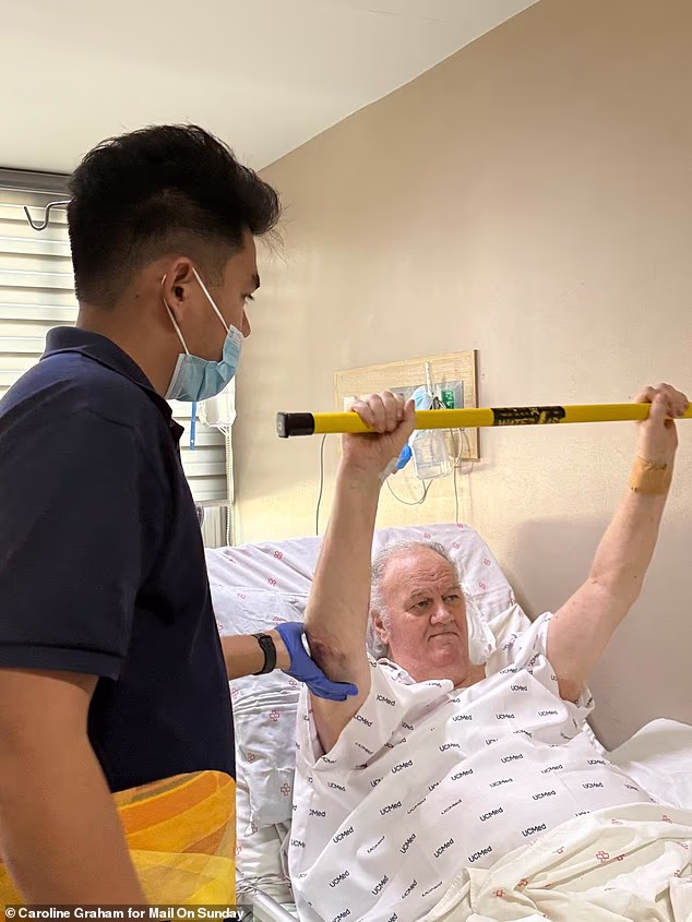 Mr Markle undergoing physiotherapy in hospital to build up muscle