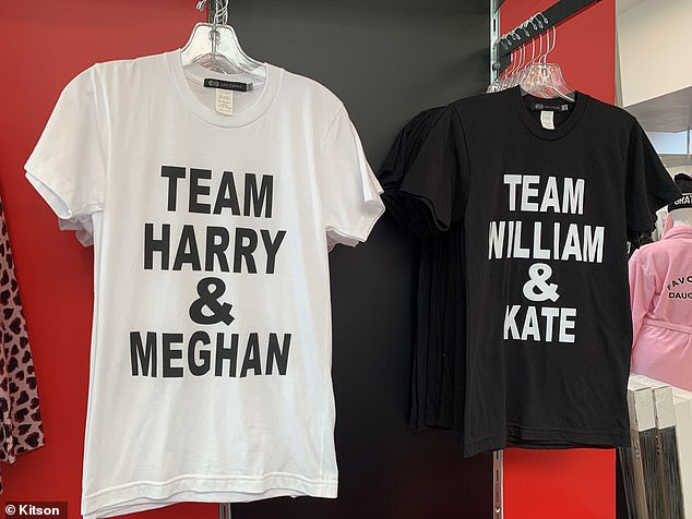 Los Angeles store Kitson offered team T-shirts of each couple for $38 after Megxit in 2020