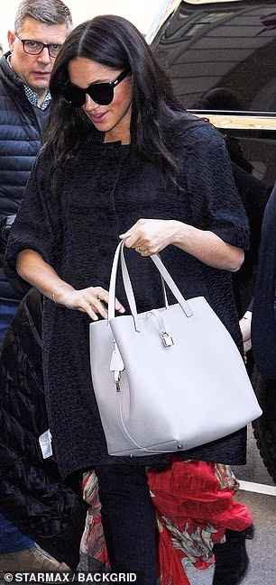 She showed off her Carolina Herrera tote when Meghan, then pregnant with son Archie, jetted off to New York for her baby shower