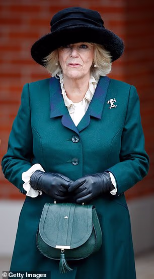 During a visit to the Defence Medical Rehabilitation Centre Stanford Hall in Loughborough, Camilla opted for the forest green £340 Mini Venice bag from DeMellier