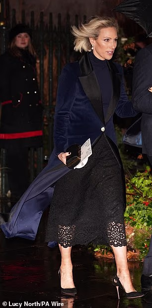 For the Princess of Wales' carol service, Zara elevated her eveningwear with a sumptuous velvet coat by Alice + Olivia