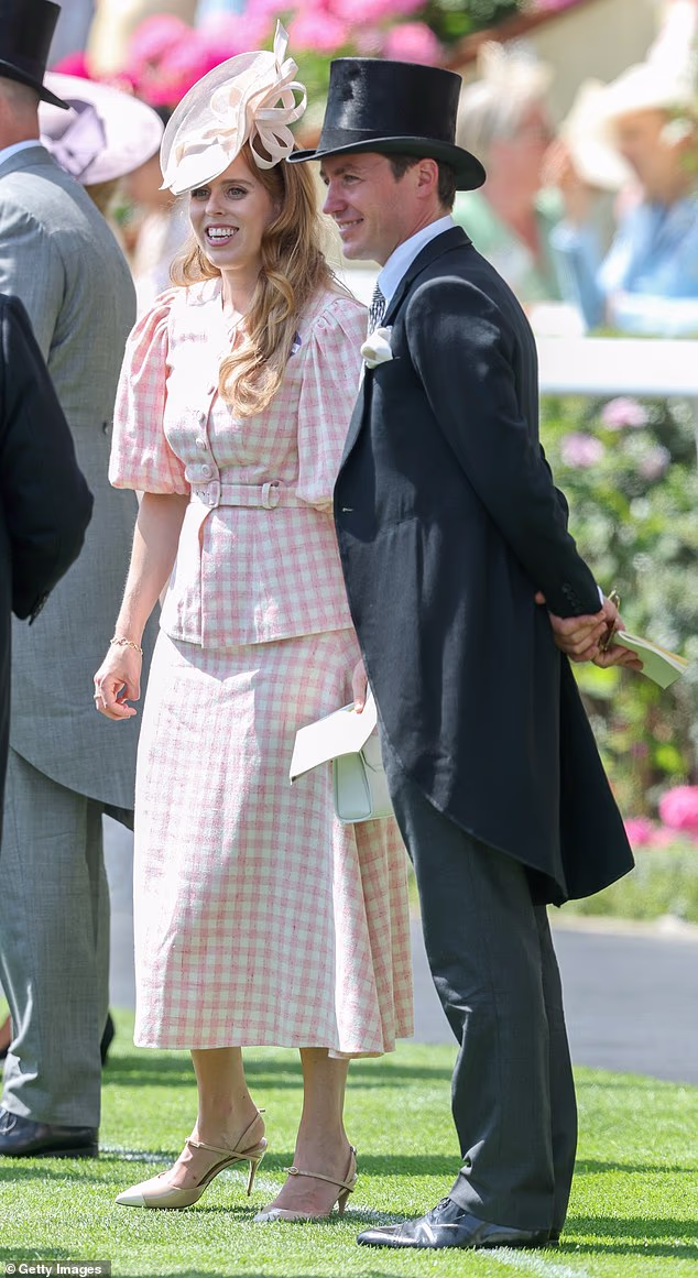 A longtime supporter of Beulah, Beatrice looked particularly striking at Royal Ascot in a pink gingham co-ord from the brand's collaboration with VCH and The FairGround founder Ginnie Chadwyck-Healey