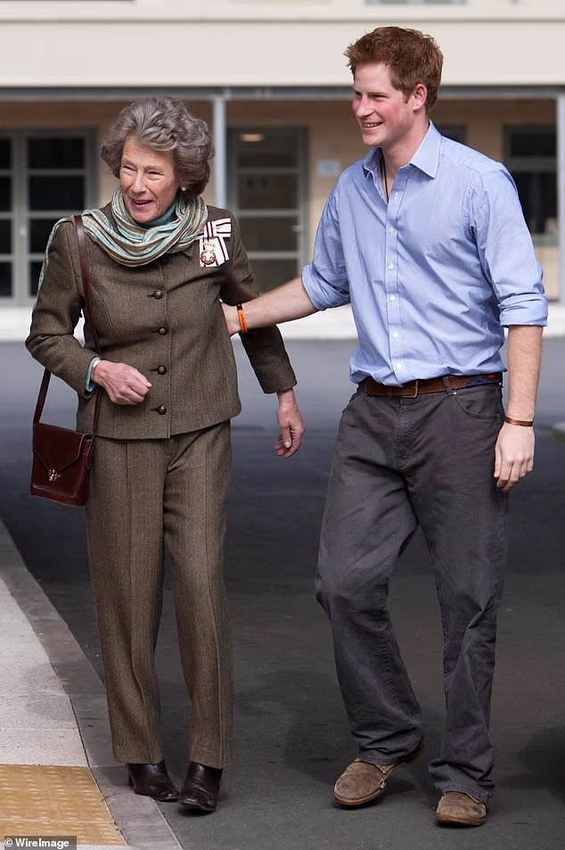 Prince Harry greets Tiggy Legge-Bourke's mother Shan in April 2010 in Wales