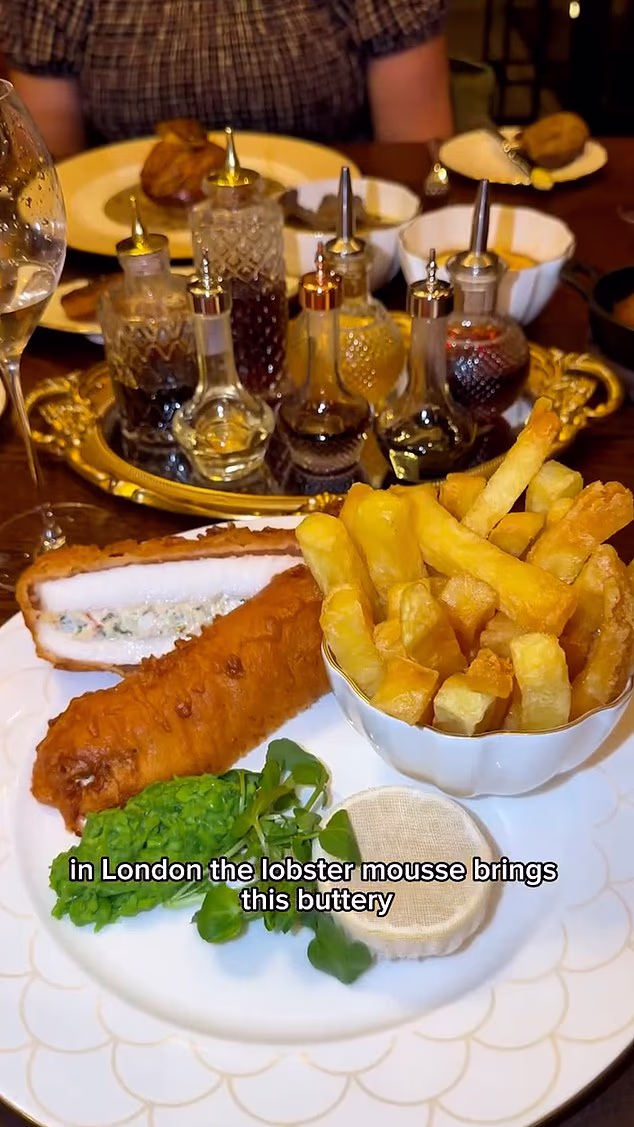 The vlogger was dining at Corenucopia, the latest restaurant venture of Clare Smyth, who created Prince Harry and Meghan Markle's lavish wedding breakfast to try their fish and chips
