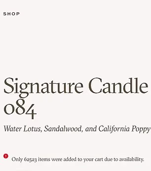 Meghan's Signature 084 candle - named after her August 4 birthday - was in plentiful stock
