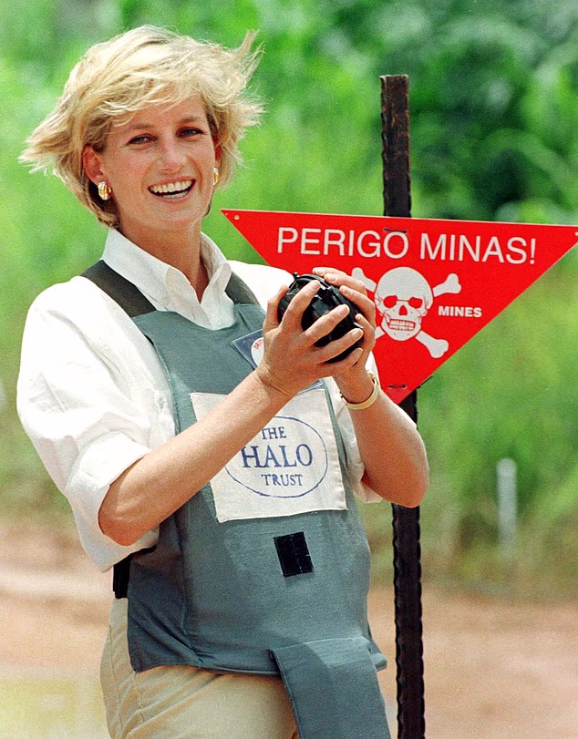 At the time, the Daily Mail described her famous landmine walk as an effort to 'focus worldwide attention on the menace of anti-personnel mines and the plight of their victims'. Meanwhile, Diana herself pledged: 'All I am trying to do is help'