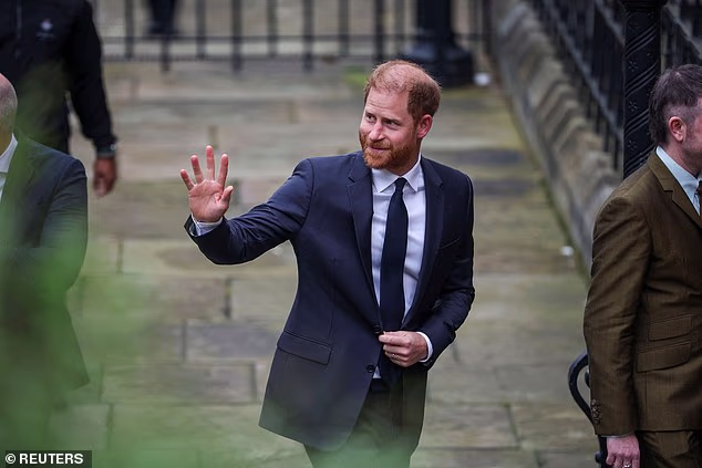 The prince arrived by car at 10.06am and walked into a rear entrance of the Royal Courts of Justice