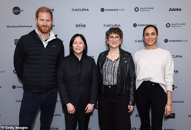 Pictured left to right: Prince Harry, Kim Yutani, Alysa Nahmias and Meghan, the Duchess of Sussex