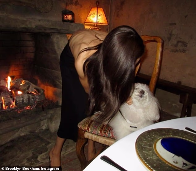 The actress was seen fussing over her pet dog in another photo shared across social media