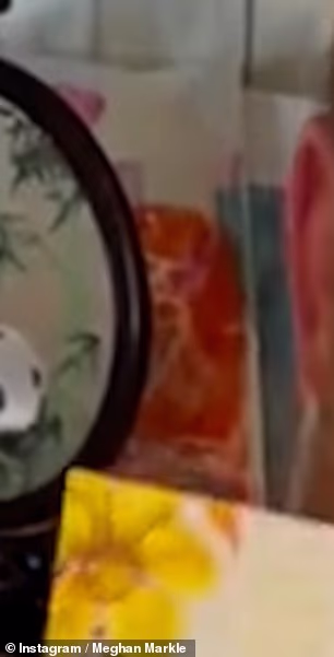 Various artworks could be seen in the background