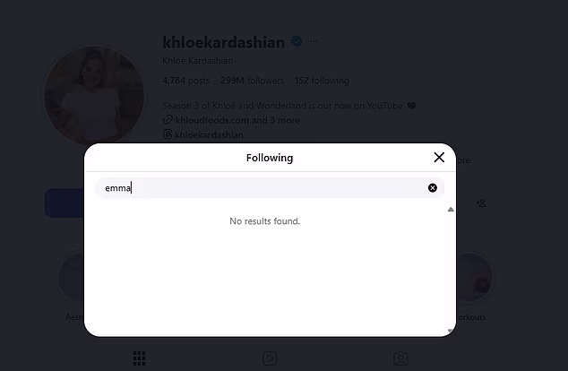 The East London-born fashion entrepreneur is no longer part of the small group of people Khloe, 41, follows on Instagram (as of February 9)