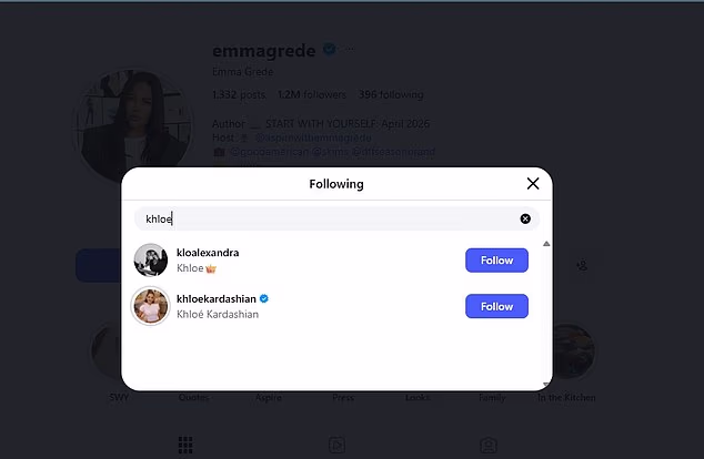 Emma, however, continues to follow Khloe on Instagram (as of February 9)