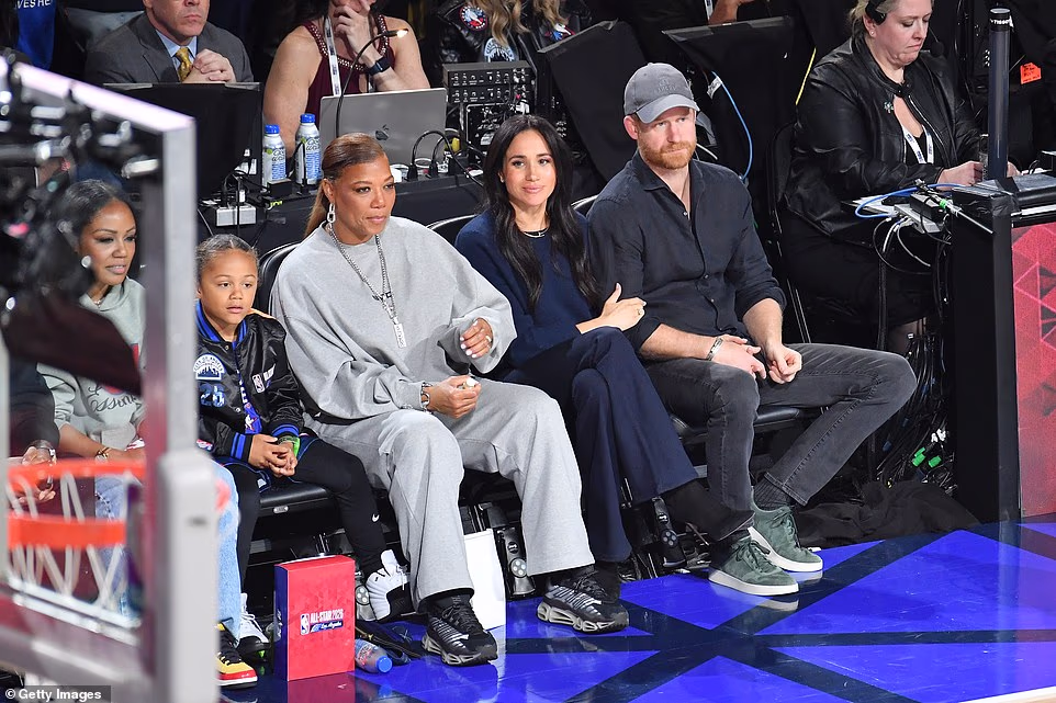 The former royal couple were seated next to Queen Latifah, who was joined by her partner, Eboni Nichols. The rapper and songwriter, 55, chatted with Meghan, who was seated to her left, throughout the sporting spectacular. Meghan appeared to be filming the on-court action on her iPhone as the likes of LeBron James and Luka Doncic sank buckets. It is believed that Meghan will join her husband at the upcoming Invictus Games one-year countdown in Birmingham, UK, on July 10, ahead of next year's event. She has attended similar ceremonies in both Canada and Germany, and sources say she is keen to do the same in the UK, provided safety concerns are addressed. However, it is said she will only set foot on British soil, if security arrangements are put in place for her and Prince Harry.