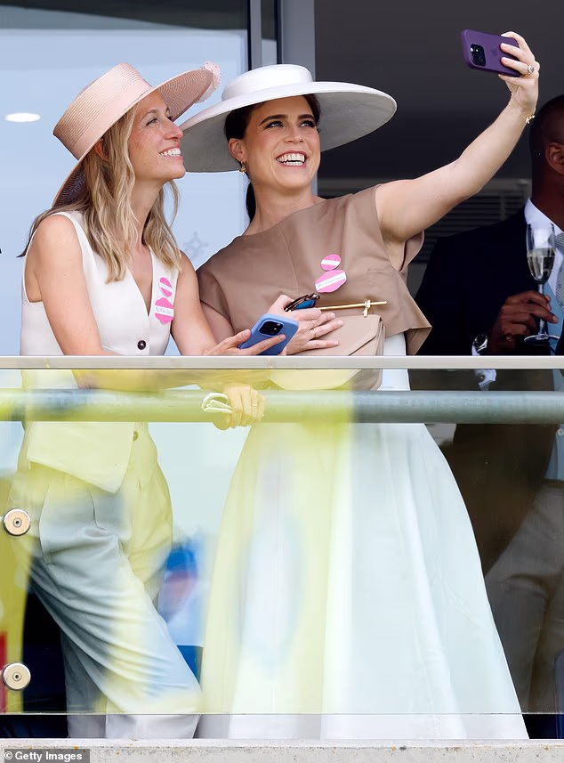 Eugenie snapped taking a selfie with Misha at Royal Ascot last year