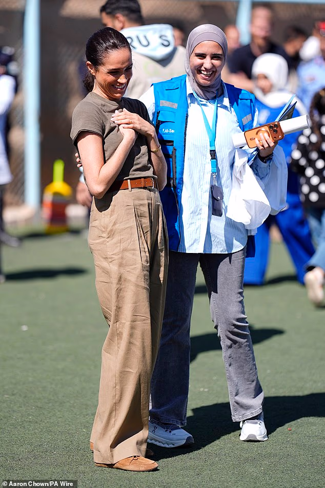 With no entourage (Meghan is known to largely style her own hair, makeup and wardrobe), and likely no 6ft ironing board of her own like Andrew Mountbatten-Windsor preferred to have on hand, the Duchess's trousers understandably looked creased