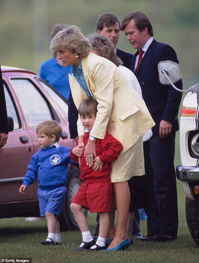 Wharfe (back right) was bodyguard to the young Princes William and Harry from 1986 - the boys called him 'Uncle Ken' - before being appointed Diana's personal protection officer for six years