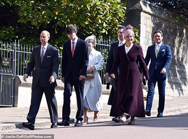This weekend, their Majesties are expected to be joined by the Prince and Princess of Wales, Princess Anne, Sir Tim Laurence, alongside the Duke and Duchess of Edinburgh and their children. Pictured: members of The Firm arrive at the annual service in 2025