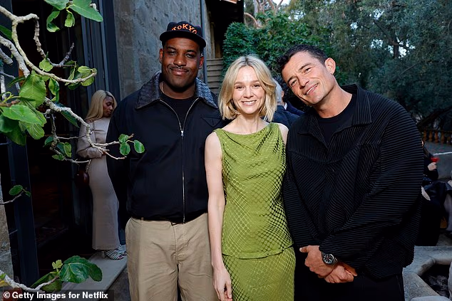 Lionel Boyce (left) and Carey Mulligan (center) joined Bloom for a snap at the star-studded event