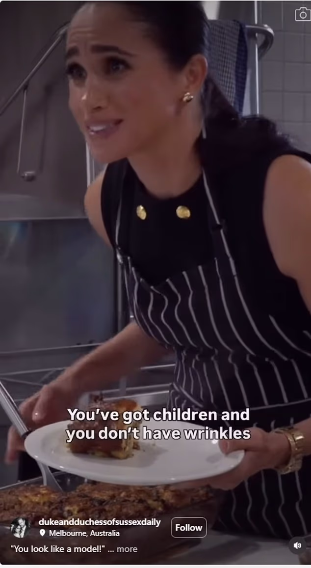 The Duchess of Sussex, 44, was in 'purr mode' as she was told she 'looks like a model' during an engagement at the Melbourne-based McAuley Community Services for Women, a women's homeless and family violence shelter