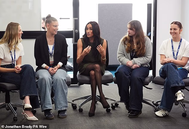 The Duchess of Sussex talks to young advocates during a visit to Batyr and described her own experiences