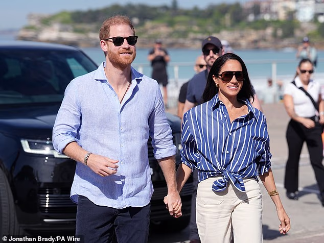 The Duke and Duchess of Sussex met first responders who played an integral role in protecting beachgoers during the terrorist attack at Bondi Beach on December 14