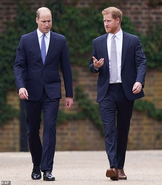 Prince Harry with his brother Prince William at the unveiling of a statue at Kensington Palace on what would have been their mother Princess Diana's 60th birthday in 2021