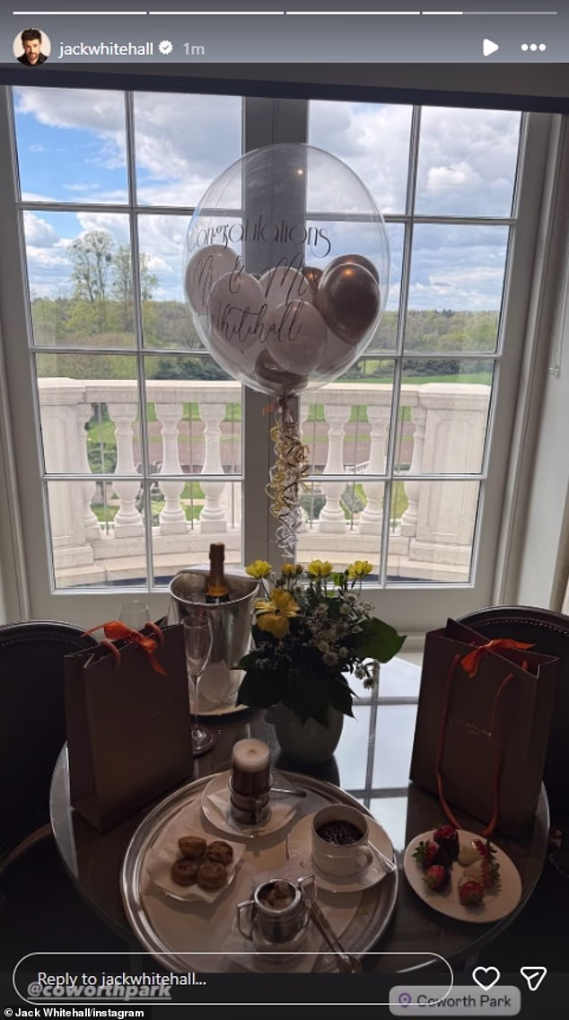 Jack Whitehall celebrated newlywed life with wife Roxy Horner with a lavish spread at Ascot's Coworth Park on Monday afternoon