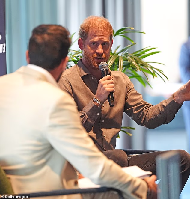 'I can empathise with Harry (pictured during the Movember talk in Melbourne today). But talking about his pain does not give him the ability to help others,' writes Liz Jones