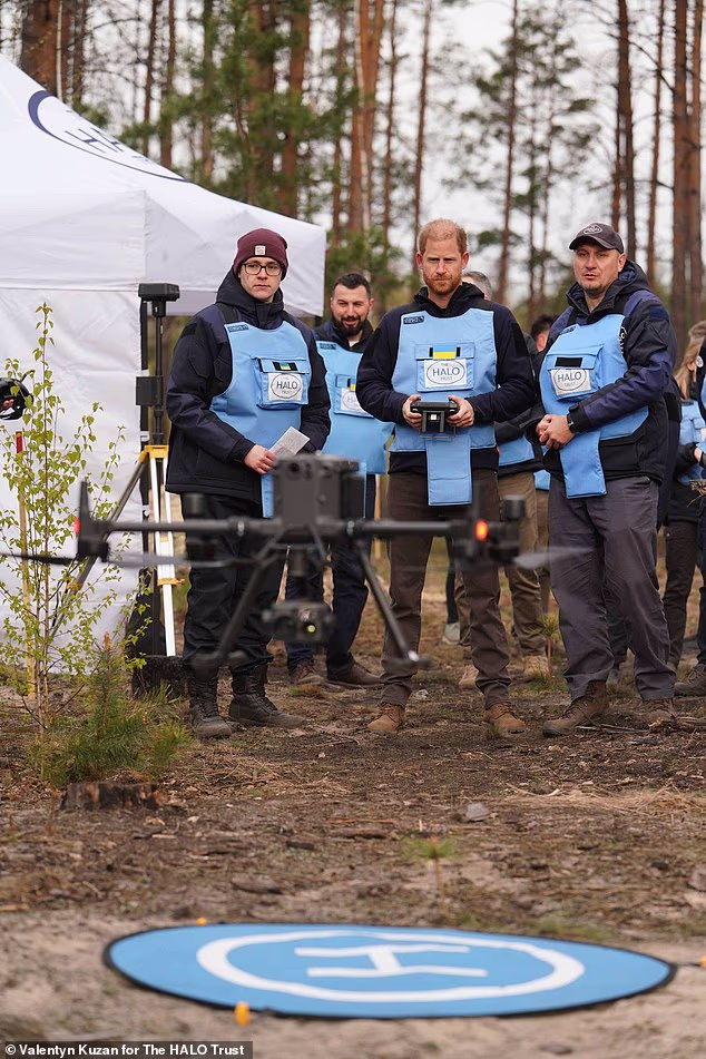 The Duke of Sussex, 41, joined the HALO Trust, the largest humanitarian landmine clearance organisation in the world, near the town of Bucha in Ukraine on Friday
