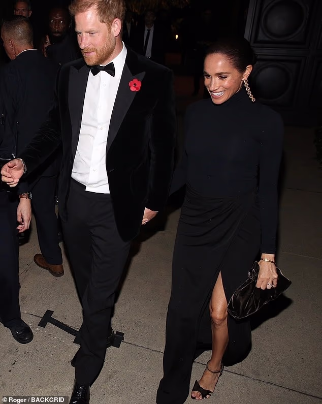 Their interaction follows Kris' 70th party being overshadowed by a mystery over why photos of the Duke and Duchess (pictured leaving the celebration) were deleted from social media 48 hours after they were posted by the birthday girl and her daughter Kim Kardashian