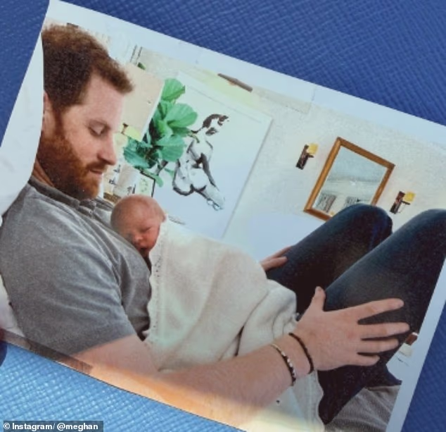 Harry is seen relaxing in one of the bedrooms at Frogmore Cottage while newborn Archie slept on him