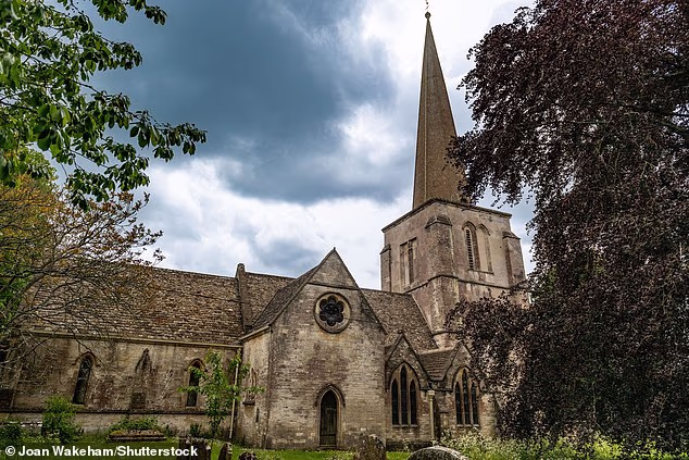 All Saints' Church (pictured), where the ceremony takes place, is set in the heart of the Cotswolds, and its spire, which was built in 1824, can be seen for miles around