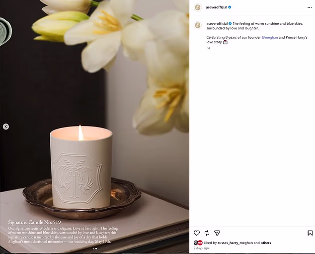 The Daily Mail's Editor-at-Large said it was telling that the nostalgic photo dump coincided with the brand spotlighting its '519' candle, named for the couple's May 19 wedding date