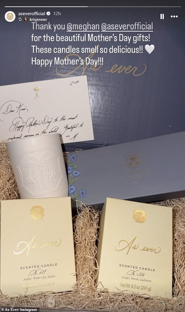 Kris Jenner has given Meghan Markle a show of support by sharing the Duchess of Sussex's latest As Ever collection (pictured) following their 'photogate' scandal