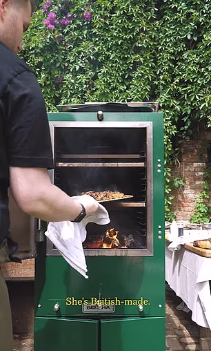 Food being placed into the tiered appliance