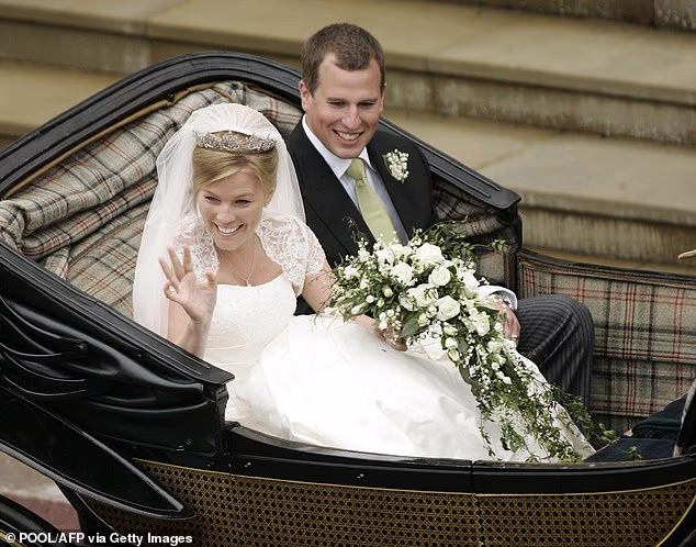 Peter Phillips and his then wife Autumn Kelly during their wedding day in May 2008. The 100-page exclusive feature from the magazine included remarkably candid shots of the royals.
