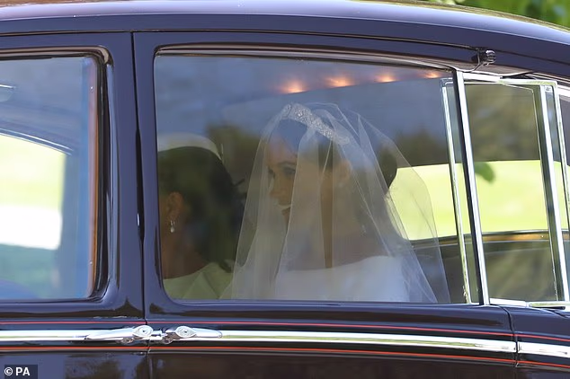 It was the same car in which Meghan was pictured for the first time on her wedding day in May 2018, joined by her mother