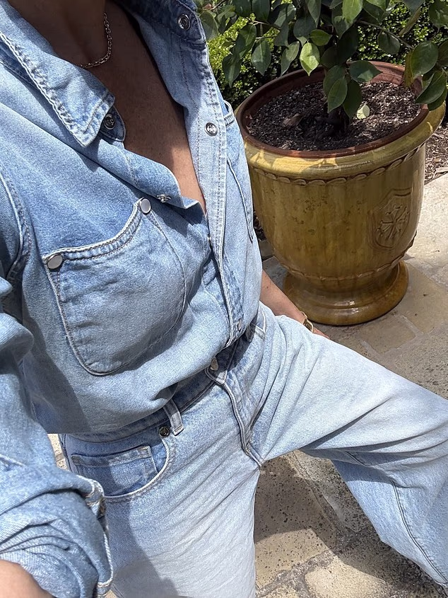 Meghan paired her casual Canadian tuxedo outfit with a £15,000 necklace from Logan Hollowell that paid tribute to her son Prince Archie.