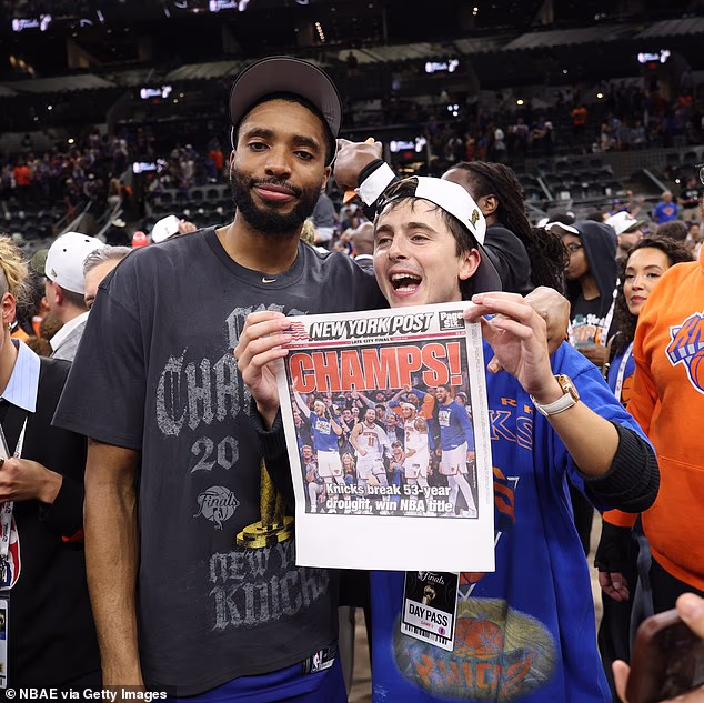 Back in San Antonio, devoted Knicks fan Timothee Chalamet watched the team seal its win