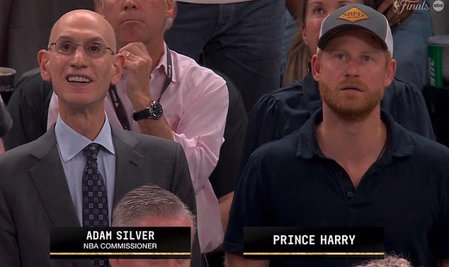 Harry was in the eighth row with NBA commissioner Adam Silver