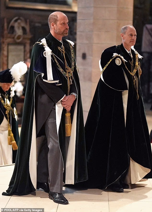 Princes William and Edward at St Giles' today after they also attended the dinner, with William having been in Aberdeen earlier in the day on an engagement involving his homelessness initiative.