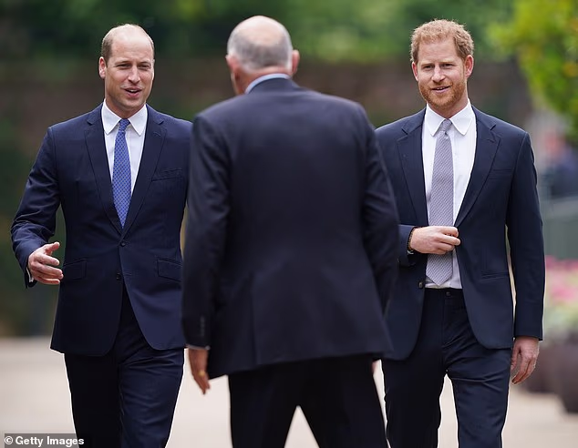 When the warring royal brothers greeted Jamie in July 2021, they were visibly delighted (pictured).