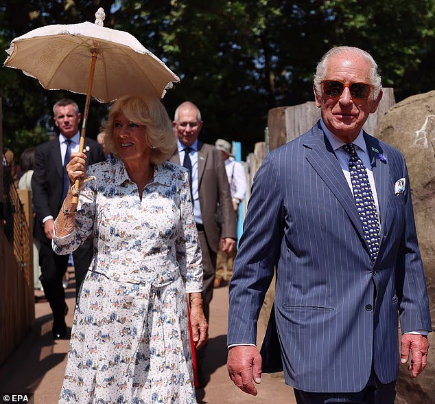 Charles III and Queen Camilla (pictured at London Zoo last week) spent around an hour with the Sussexes on their visit.