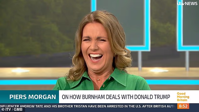 Sitting opposite Piers on the couch alongside her co-host Ed Balls, Susanna commented: 'This is weird'