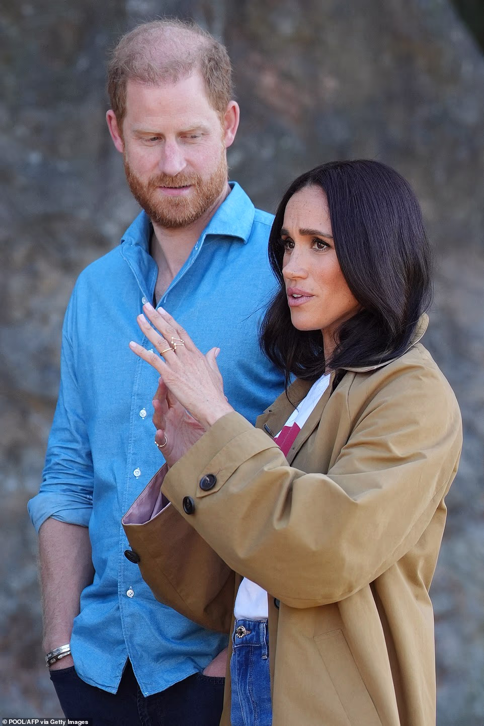Meghan's sensitivities over claims that her Australian tour with Harry was cashing in on their royal links led to a row over her MasterChef appearance, it was claimed at the time. The Duchess of Sussex was reportedly 'very frustrated' with producers when she was described as 'royalty' in the promo for Australia's wildly popular reality TV show. Meghan and her team had 'specifically' made clear they did not want the word 'royal' used, a source said. 'We've had MasterChef royalty in the kitchen before but no one like this,' fellow judge Poh said. But a report in Australia claimed Meghan was unhappy about being described as royalty, despite the fact that, through her marriage to Harry, the term is technically correct.